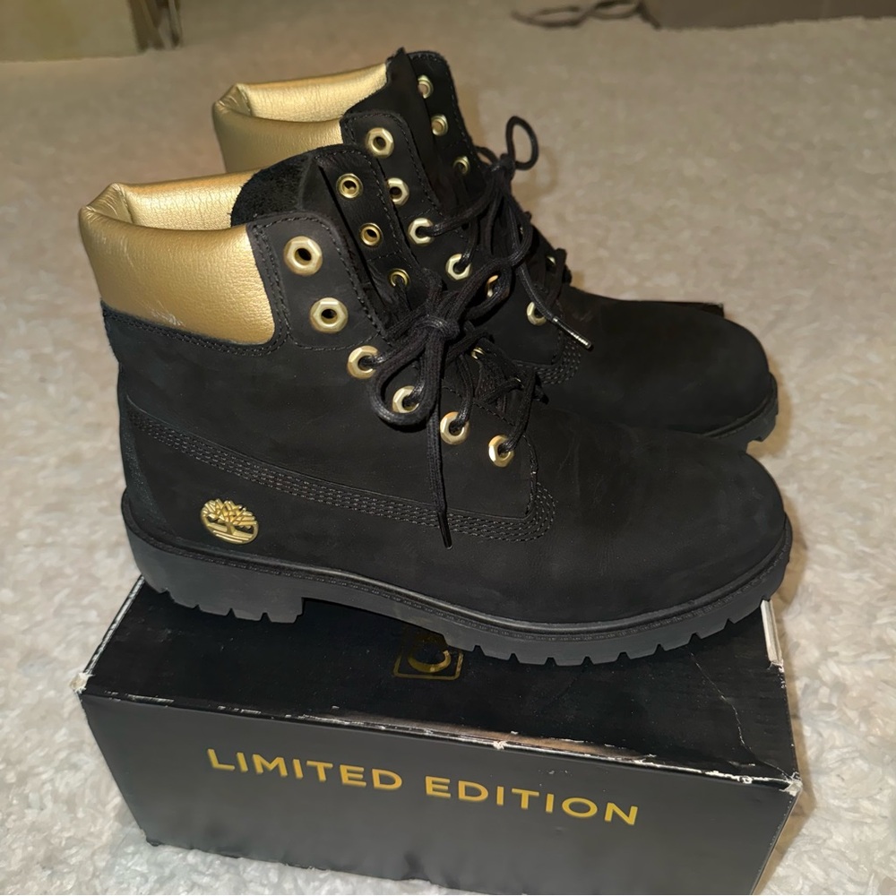 Limited Edition Timberland 6” Black & Gold Boots